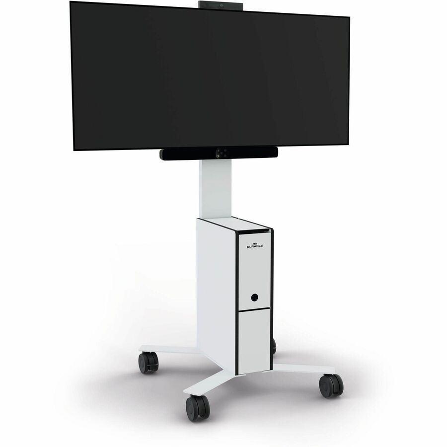 DURABLE COWORKSATION Mobile TV Cart - 3 Shelf - 39.68 lb Load Capacity - 4 Casters - High Density Fiberboard (HDF) - 1 E