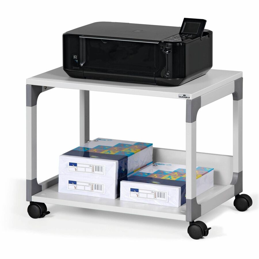 DURABLE System 48 Multifunction Trolley - 2 Shelf - 4 Casters - Plastic, Melamine Faced Chipboard (MFC), Steel - 1 Each
