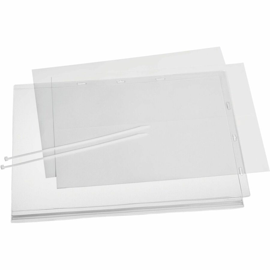 DURABLE Water Resistant Pockets, Tabloid, Cable Ties - 5 PK - Print/Message - "Portrait, Landscape - 5 / Pack