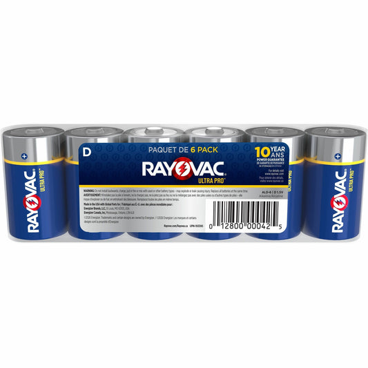 Rayovac Ultra Pro Battery - For Flashlight, Wireless Enabled Device - D - 6 / Pack