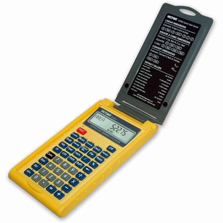 Victor C5000 Construction Materials Calculator - LCD - Battery Powered - 2 x LR44 - Yellow - 1 Each