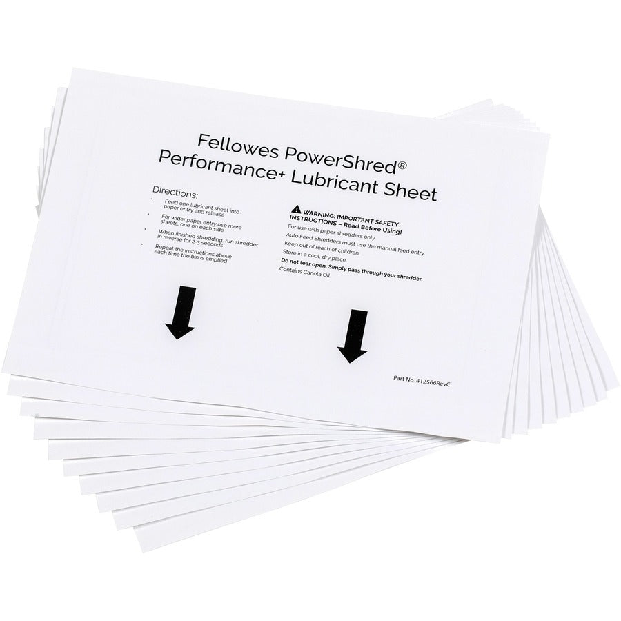 Fellowes Powershred Performance+ Lubricant Sheets - Dust Retention - White