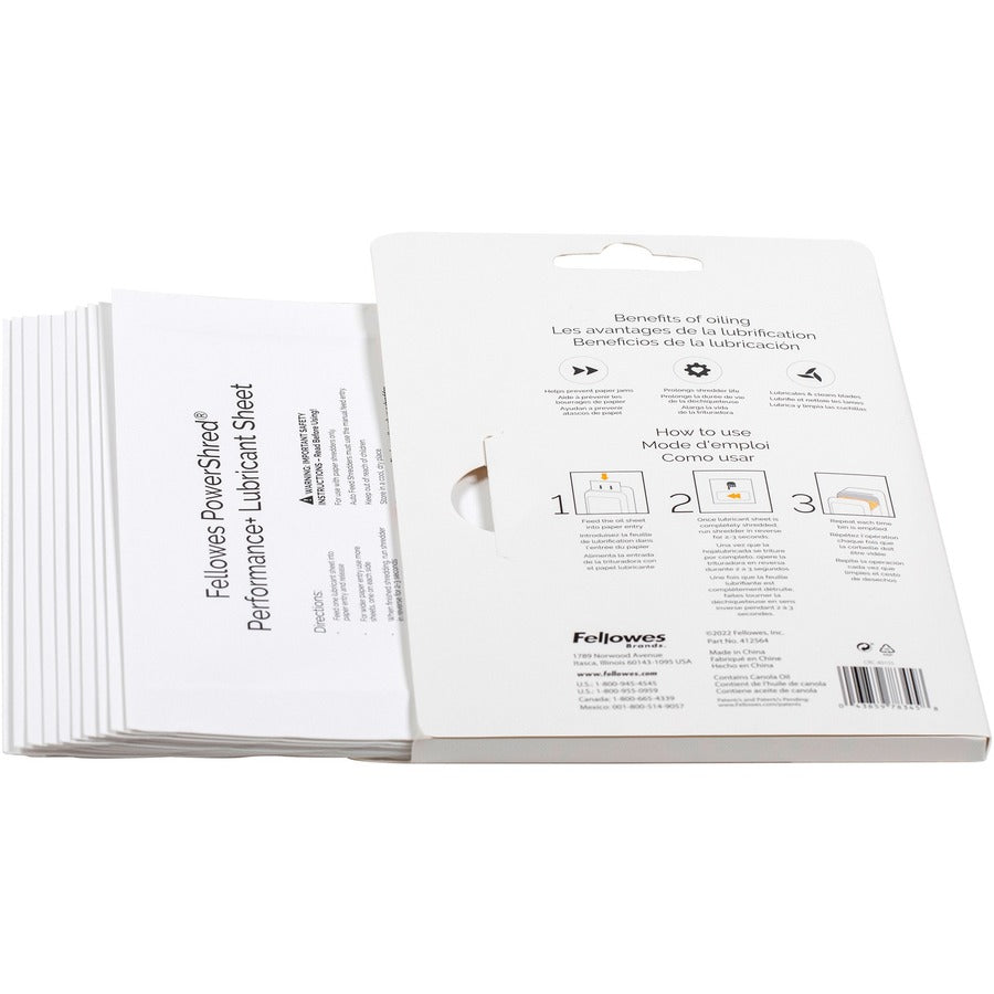 Fellowes Powershred Performance+ Lubricant Sheets - Dust Retention - White