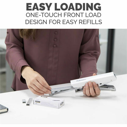 Fellowes LX890 Handheld Plier Stapler - Staples Upto 40 Sheet - Staple Size: 0.25" , 0.31" - White - Metal - 1 Each