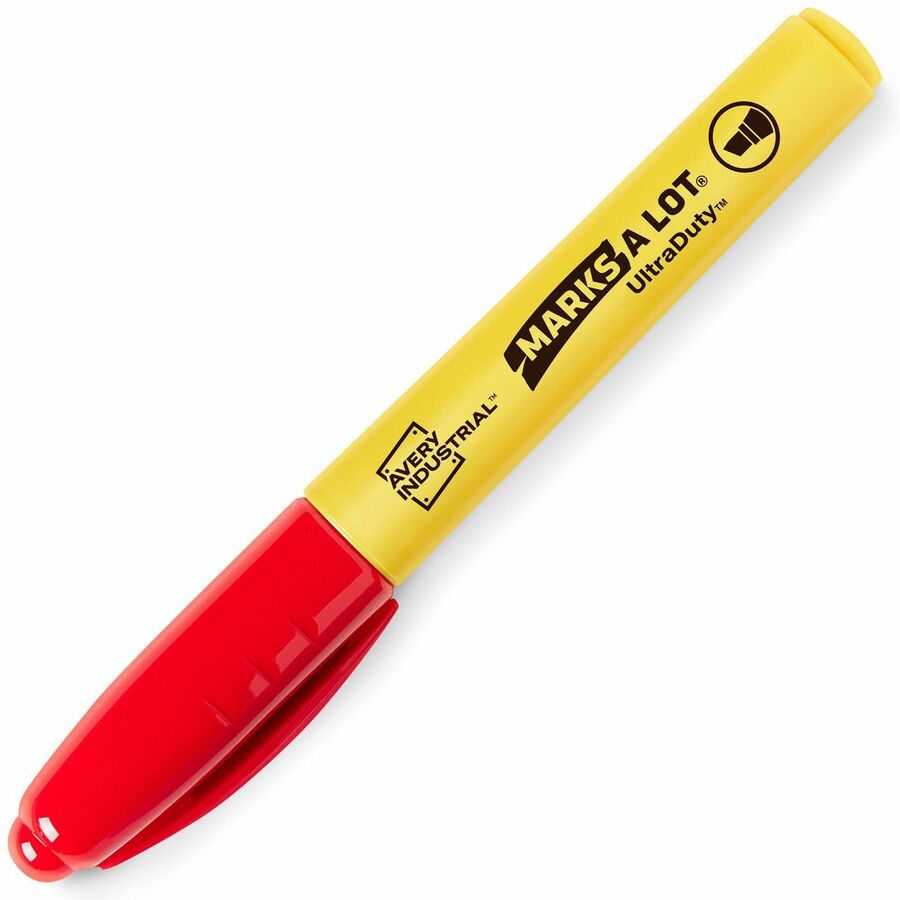 Avery® Marks A Lot UltraDuty Markers, Chisel Tip, 2 Assorted Markers (29863) - Black, Red Ink - Polyester Tip - 2 / Pack