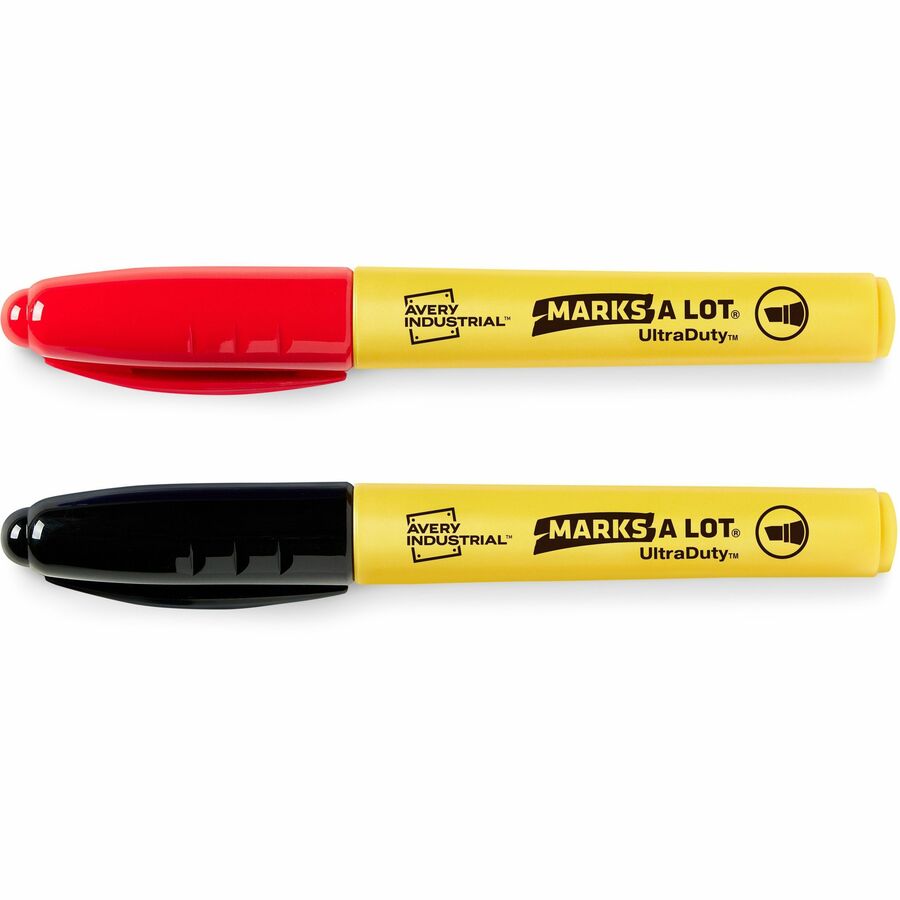 Avery® Marks A Lot UltraDuty Markers, Chisel Tip, 2 Assorted Markers (29863) - Black, Red Ink - Polyester Tip - 2 / Pack