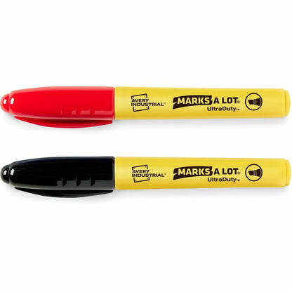 Avery® Marks A Lot UltraDuty Markers, Chisel Tip, 2 Assorted Markers (29863) - Black, Red Ink - Polyester Tip - 2 / Pack