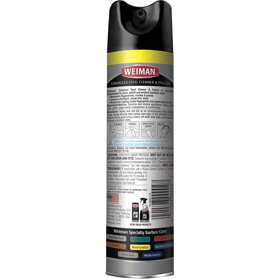 Weiman Stainless Steel Cleaner/Polish - 17 oz (1.06 lb) - Streak-free, Fingerprint Resistant, Dust Resistant, Dirt Resis