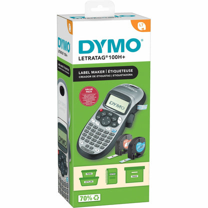 Dymo LetraTag 100H Plus Handheld Label Maker - Direct Thermal - 5 Font Size - Label - Silver - Handheld - Underline, Aut