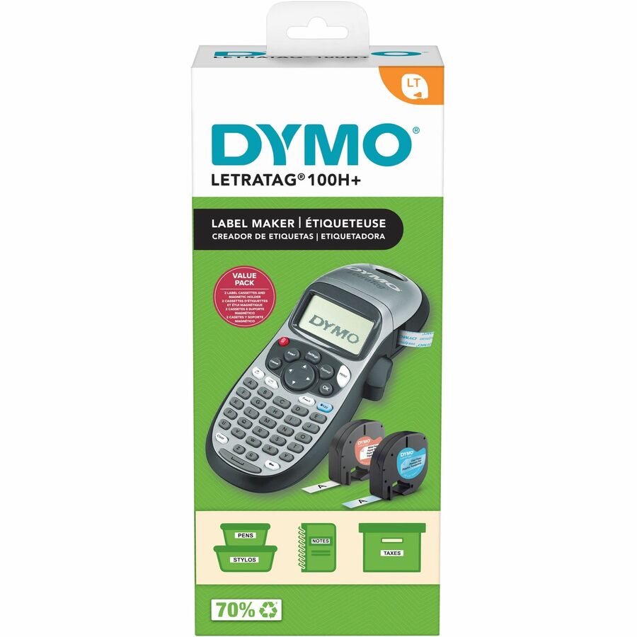 Dymo LetraTag 100H Plus Handheld Label Maker - Direct Thermal - 5 Font Size - Label - Silver - Handheld - Underline, Aut