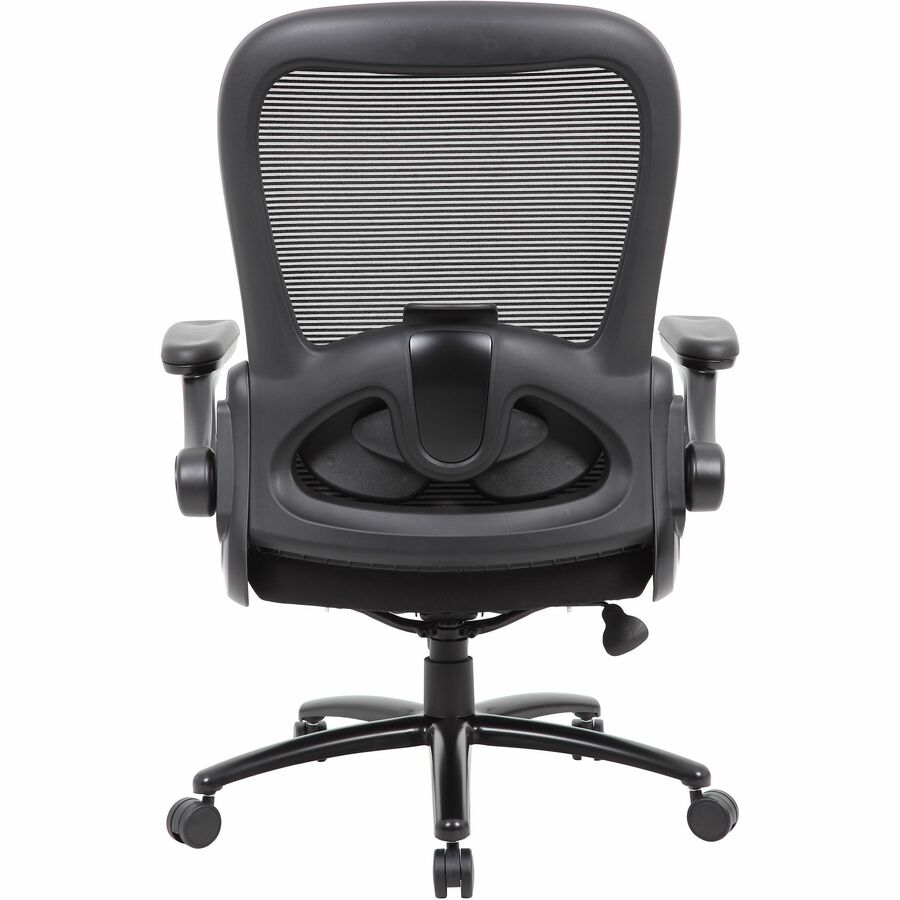 Boss Heavy Duty Flip Arm Mesh Chair - Black Seat Color - Fabric, High Density Foam (HDF) Seat Material - Black Back Colo