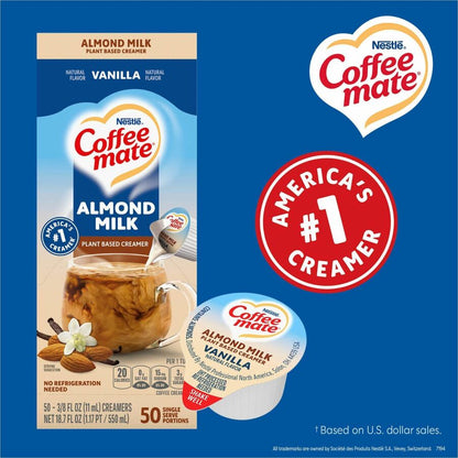 Coffee mate Almond Milk Vanilla Plant-Based Liquid Creamer Singles - Natural Vanilla Almond Milk Flavor - 0.38 fl oz (11