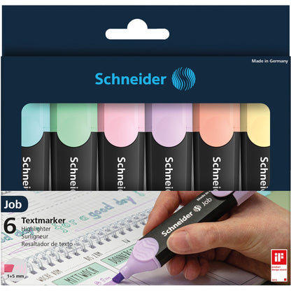 Schneider Job Pastel Highlighters - Pastel Turquoise, Pastel Vanilla, Pastel Peach, Pastel Rose, Pastel Lavender, Pastel