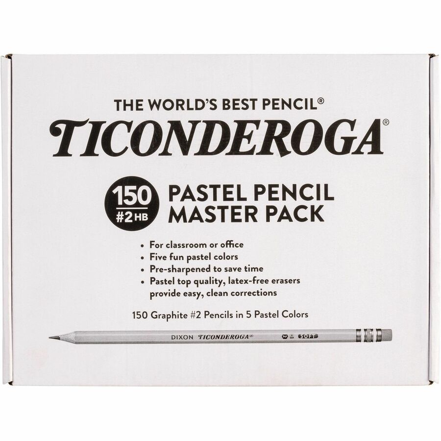 Ticonderoga Wood Pencils - Graphite Lead - Assorted Wood Barrel - 150 / Box