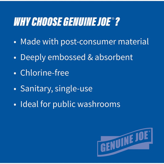Genuine Joe Multifold Towels - 1 Ply - Multifold - 9.20" Width x 9.40" Length - White - Fiber - 4000 Towels/Carton - 80 