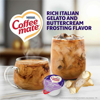 Coffee mate Italian Sweet Creme Nondairy Liquid Creamer Singles - Italian Sweet Creme Flavor - 0.38 fl oz (11 mL) - 180 
