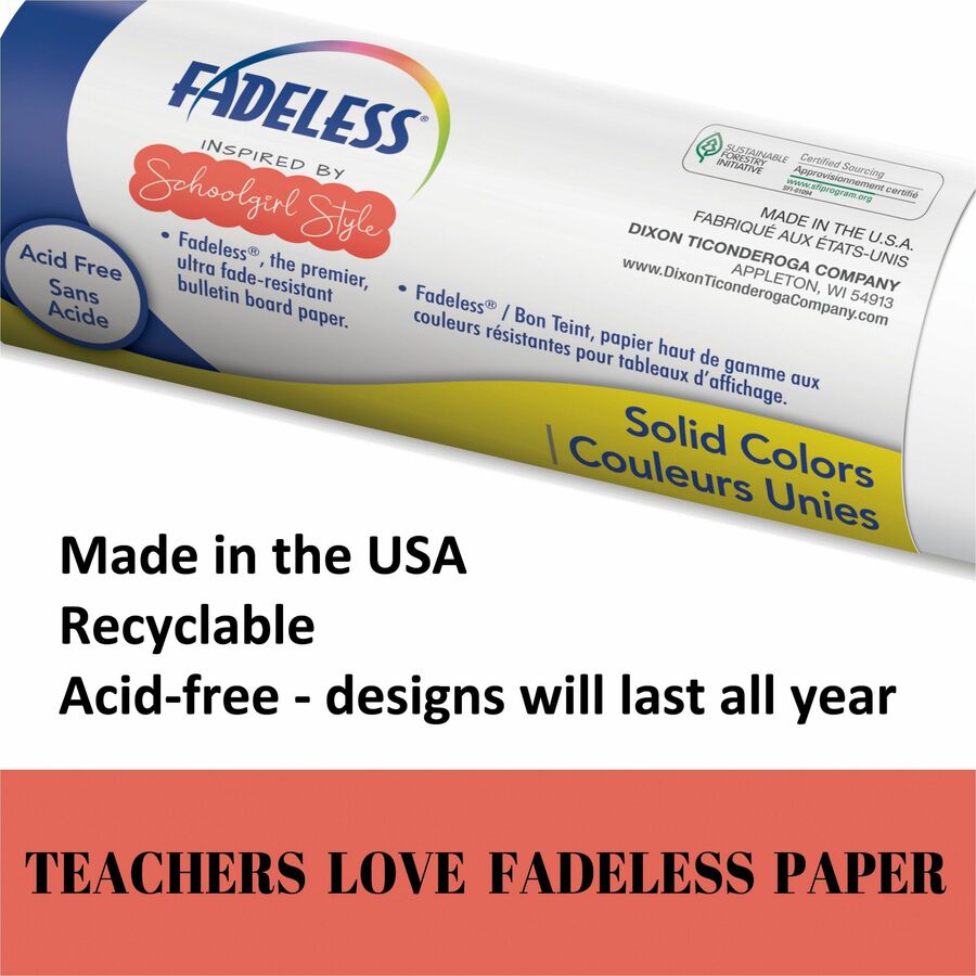 Fadeless Bulletin Board Paper Rolls - Bulletin Board, Classroom, Art - 48" Width x 50 ft Length - 50 lb Basis Weight - C
