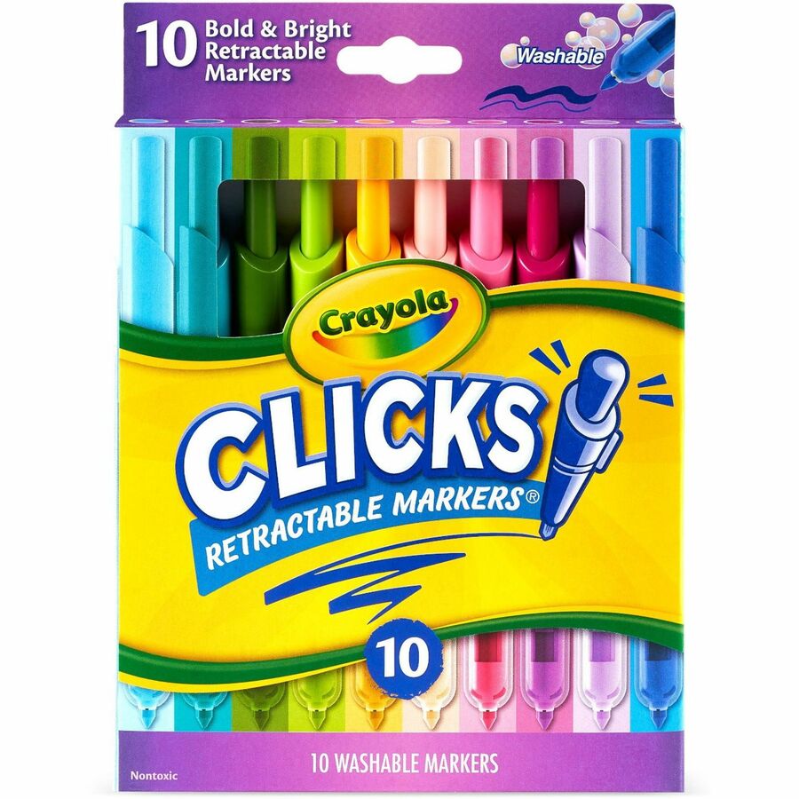 Crayola Clicks Retractable Markers - Retractable - Washable - Multi Ink - 10 / Pack