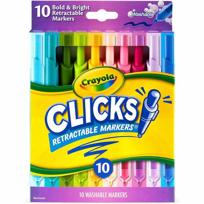 Crayola Clicks Retractable Markers - Retractable - Washable - Multi Ink - 10 / Pack