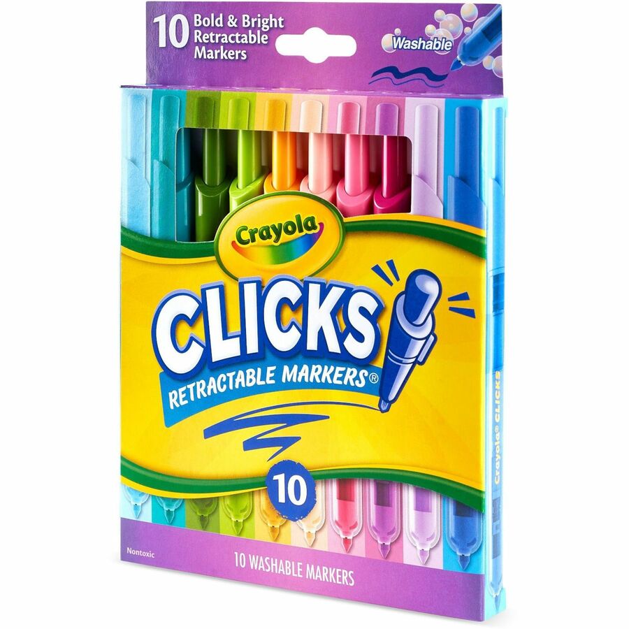 Crayola Clicks Retractable Markers - Retractable - Washable - Multi Ink - 10 / Pack