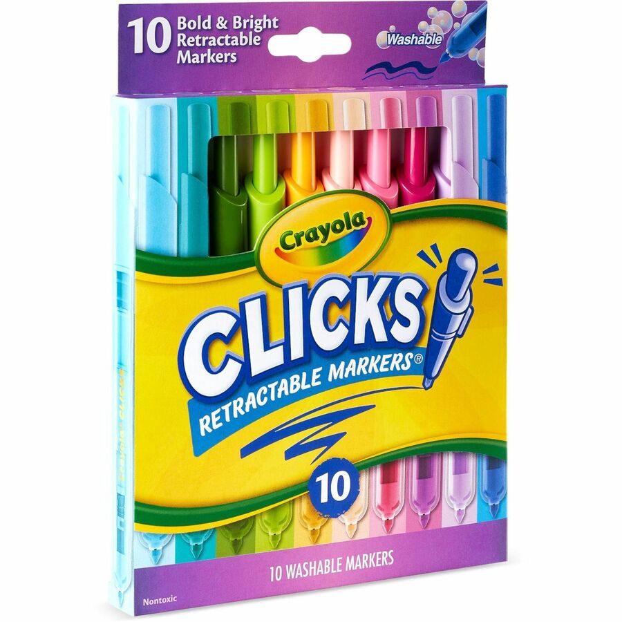 Crayola Clicks Retractable Markers - Retractable - Washable - Multi Ink - 10 / Pack
