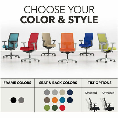 HON Mid-Back Task Chair - Mid Back - Black - Armrest - 1 Each