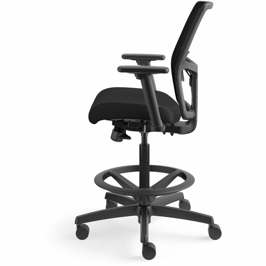 HON Ignition Seating Mesh Back Task Stool - Black Seat Color - Black Frame Color - Low Back - 5-star Base - Black - Armr