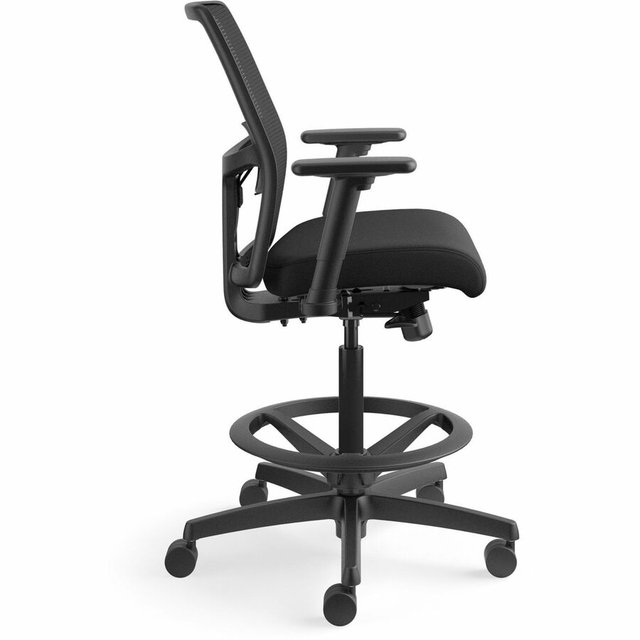 HON Ignition Seating Mesh Back Task Stool - Black Seat Color - Black Frame Color - Low Back - 5-star Base - Black - Armr