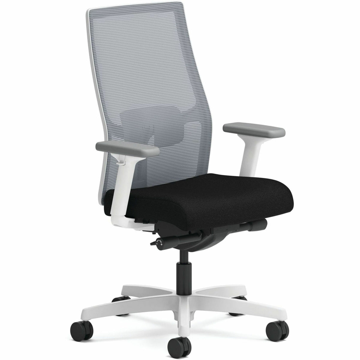 HON Ignition Mid-back Task Chair - Black Seat Color - Fabric Seat Material - Fog Back Color - Designer White Frame Color