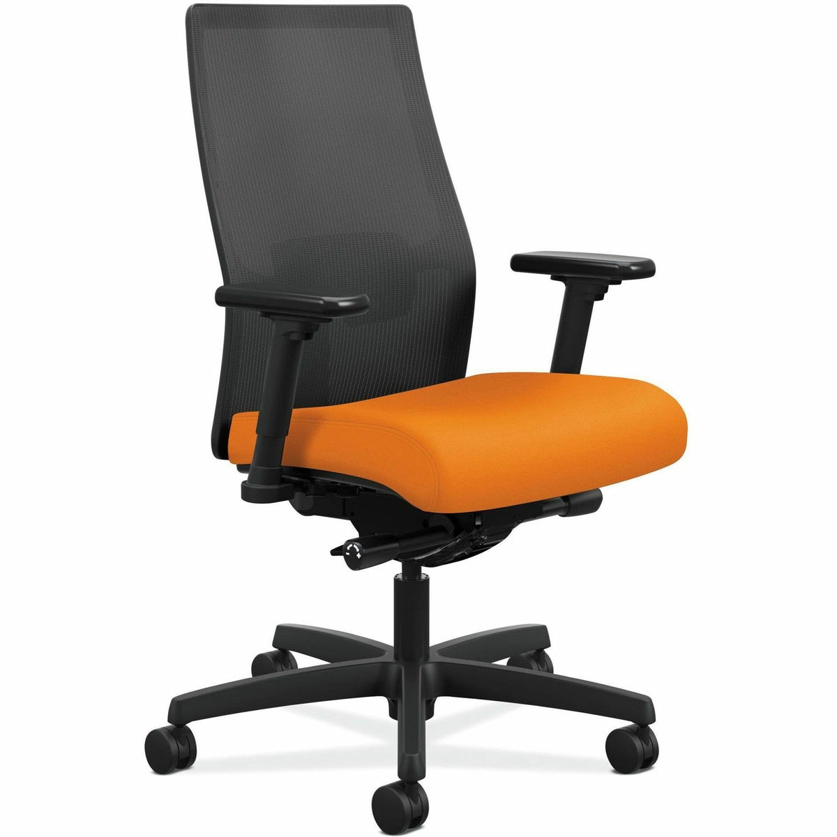 HON Ignition Black Mesh Back Chair - Fabric Seat - Apricot Seat Color - Fabric, Polyurethane Seat Material - Black Back 