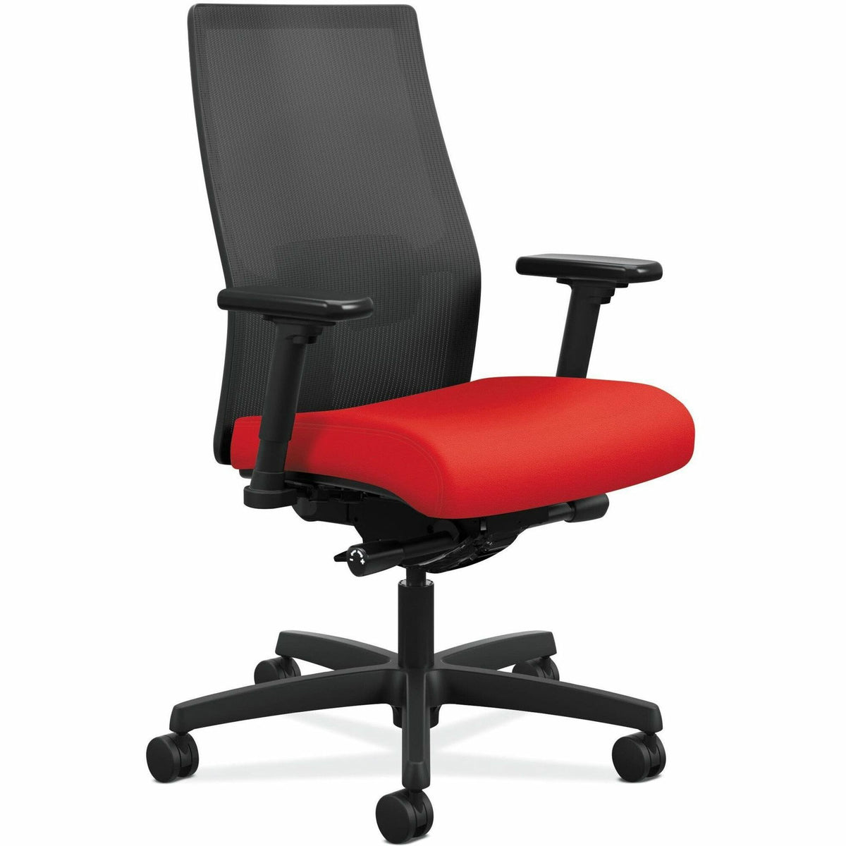 HON Ignition Black Mesh Back Chair - Fabric Seat - Ruby Seat Color - Fabric, Polyurethane Seat Material - Black Back Col