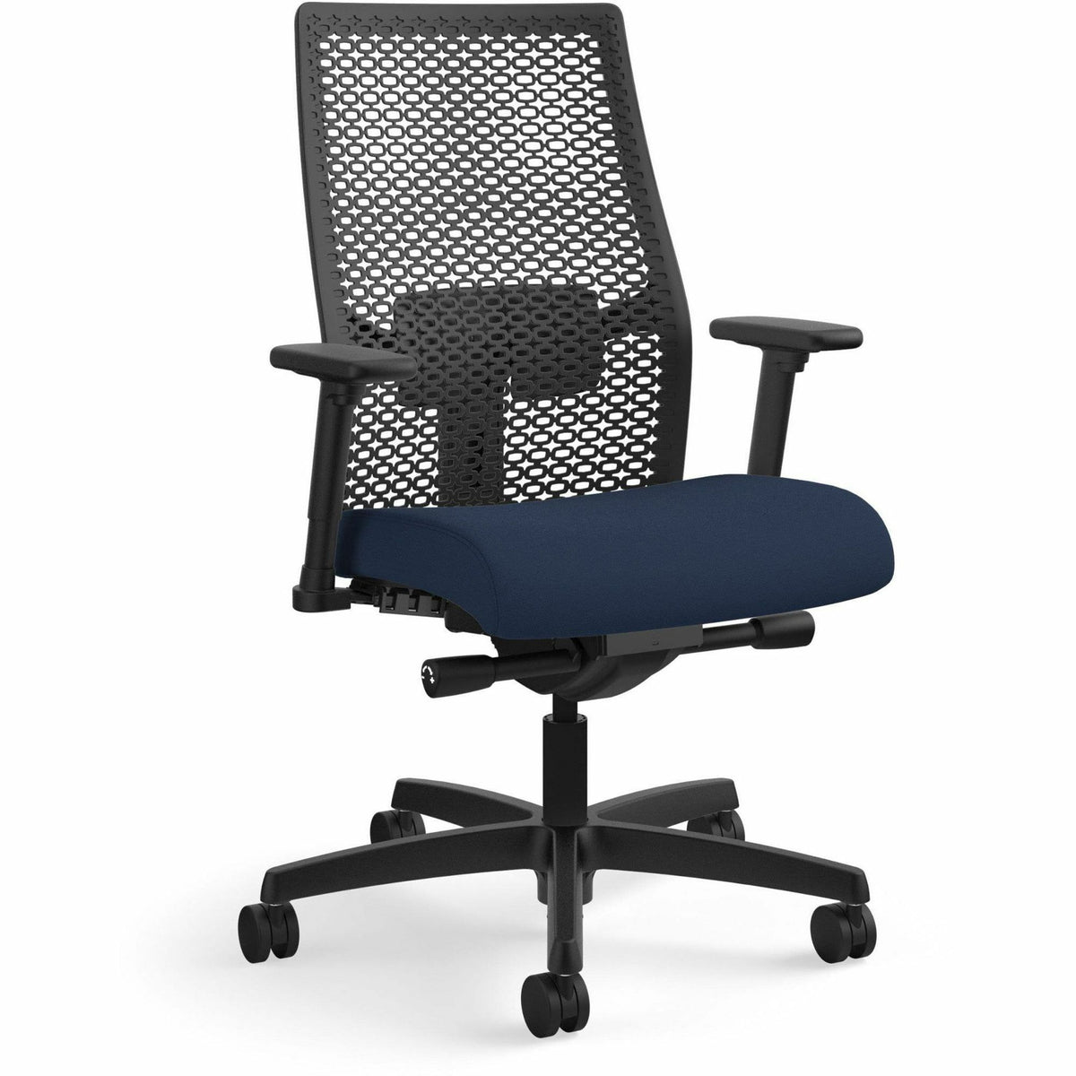 HON Ignition ReActiv Back Task Chair - Fabric Seat - Navy Seat Color - Fabric Seat Material - Black Back Color - Mesh Ba