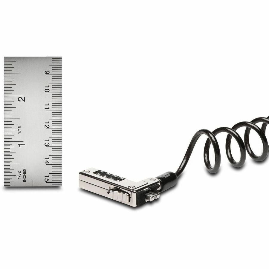 Kensington Slim Portable Combination Lock - 5.91 ft Cable - Resettable - 4-digit - Combination Lock - Black - Carbon Ste
