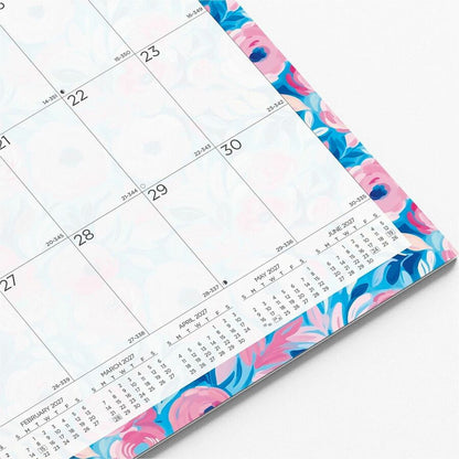 Blueline Abstract Floral Monthly Wall Calendar - Monthly - 12 Month - January 2027 to December 2027 - 1 Month Single Pag