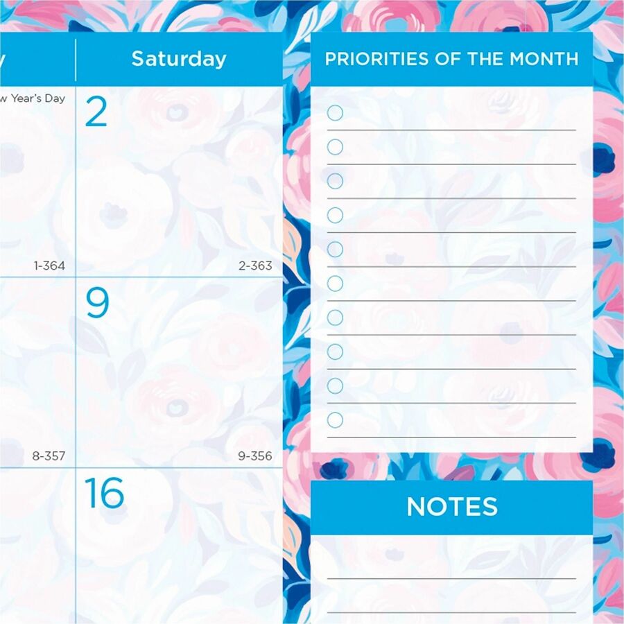 Blueline Abstract Floral Monthly Desk Pad - Monthly - 12 Month - January 2027 to December 2027 - 1 Month Single Page Lay