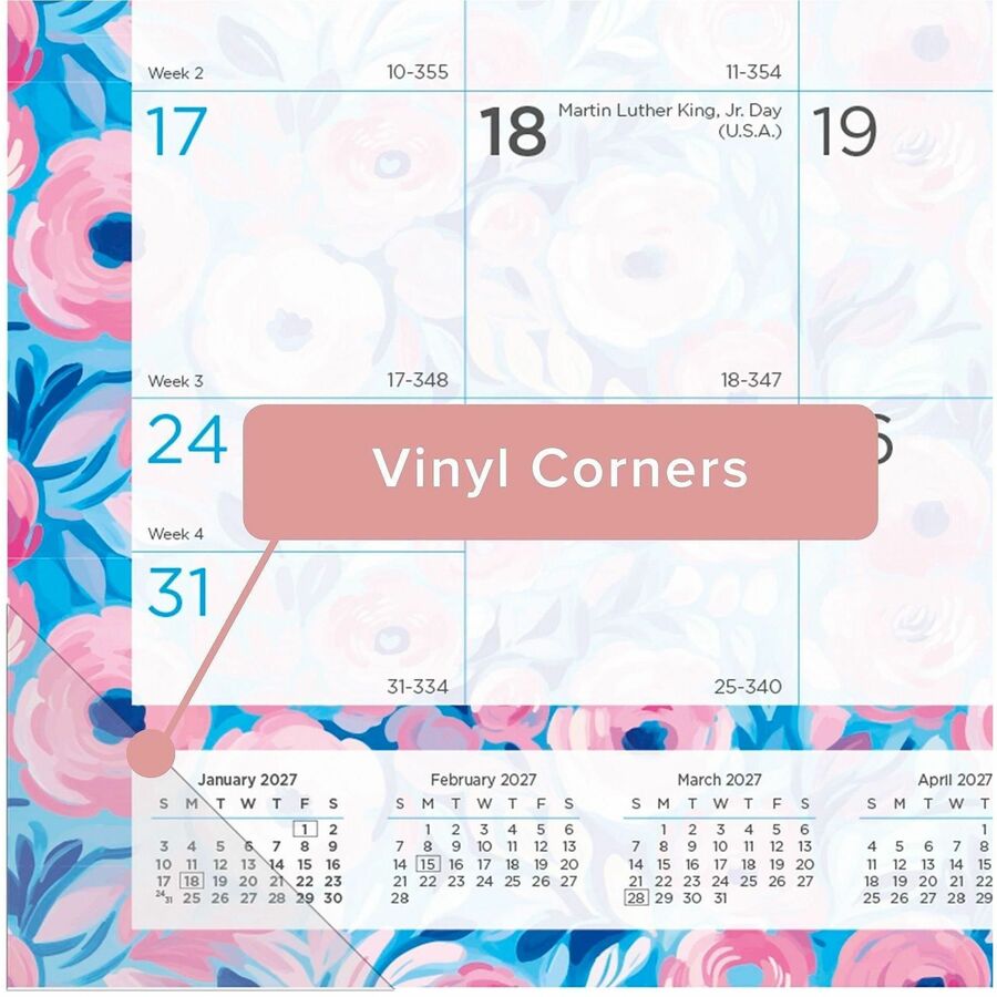 Blueline Abstract Floral Monthly Desk Pad - Monthly - 12 Month - January 2027 to December 2027 - 1 Month Single Page Lay