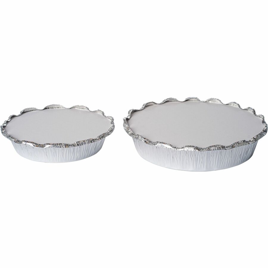 BluTable 7" Round Foil Pan Flat Board Lids - Round - White, Silver - 500 / Carton