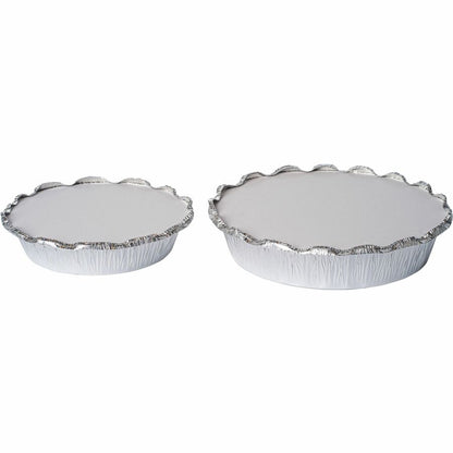BluTable 7" Round Foil Pan Flat Board Lids - Round - White, Silver - 500 / Carton