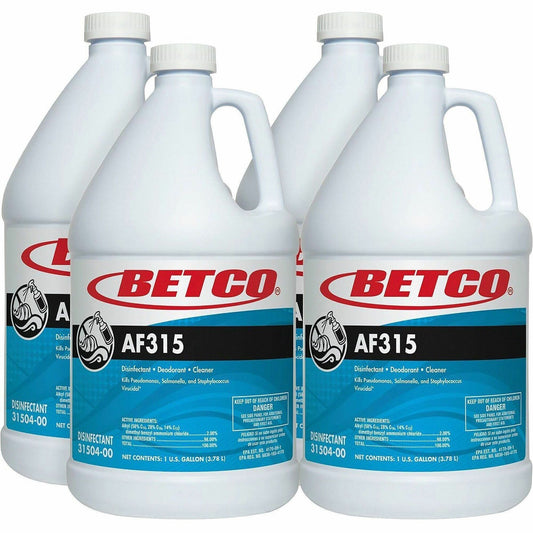 Betco AF315 Disinfectant Cleaner - Concentrate - 128 fl oz (4 quart) - 7 to 8 pH - Citrus & Cedar Scent - Deodorant, pH 