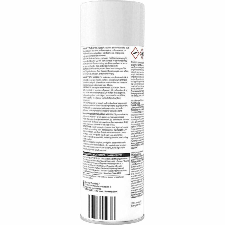 Diversey Shine-Up Lemon Furniture Polish - Ready-To-Use - 19 fl oz (0.6 quart) - 10.5 pH - Lemon Scent - 12 / Carton