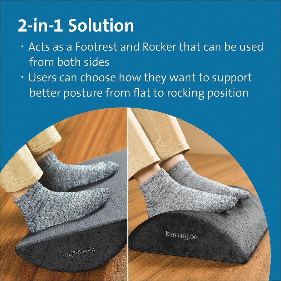 Kensington Premium Comfort Soft Footrest - Black - High Density Foam (HDF) - 1 Each