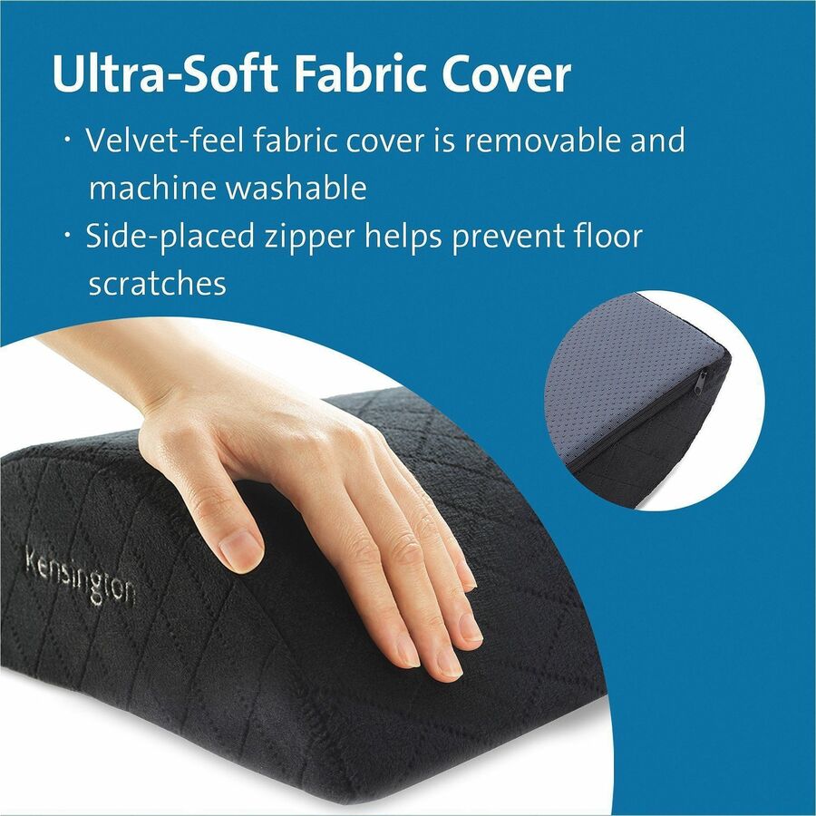 Kensington Premium Comfort Soft Footrest - Black - High Density Foam (HDF) - 1 Each