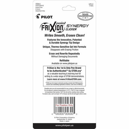 FriXion Erasable Gel Pens - Extra Fine 0.5 mm Point Size - Retractable - Assorted - 5 / Pack