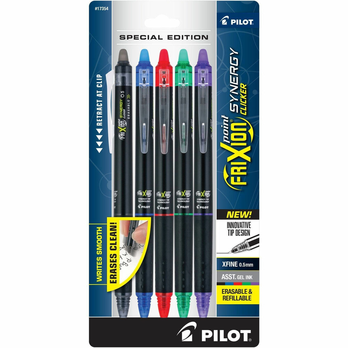 FriXion Erasable Gel Pens - Extra Fine 0.5 mm Point Size - Retractable - Assorted - 5 / Pack