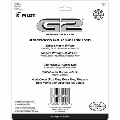 Pilot Premium Gel Ink Retractable Pen - Fine 0.7mm Point Size- Refillable - Retractable - Assorted Liquid Gel Ink Ink - 