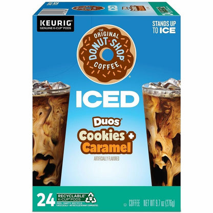 The Original Donut Shop® K-Cup Iced Duos Cookies and Caramel Coffee - Compatible with Keurig Brewer - Ice Coffee - Mediu