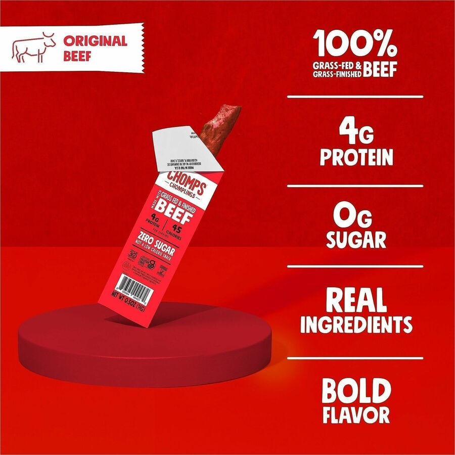 CHOMPS Original Beef Chomplings Snack Sticks - Gluten-free, No Added Harmones - Original Beef Jerky, Spicy - 0.50 oz - 2