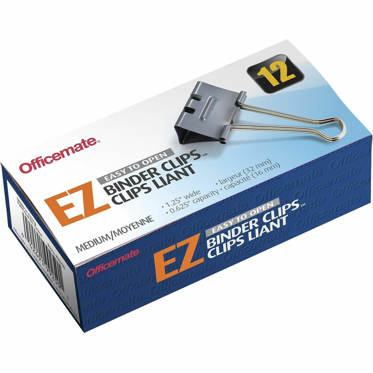 Officemate Binder Clip - Medium - 4.8" Length x 2.4" Width - 0.63" Size Capacity - for Binder - Gray - 12 / Box