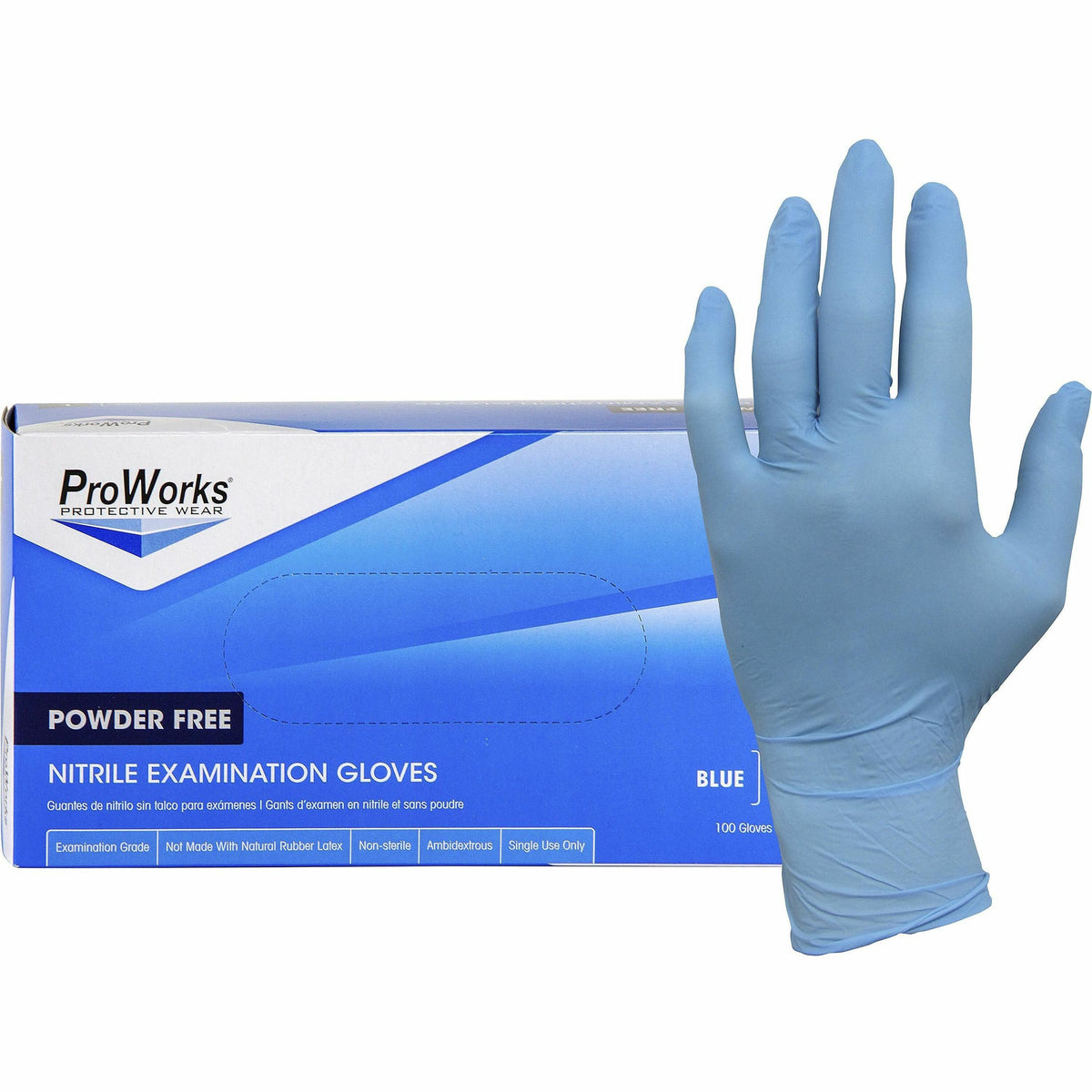 ProWorks NPF Nitrile Powder Free Exam Gloves - 5.5 mil Thickness x 9.50" Glove Length - Medium Size - For Right/Left Han