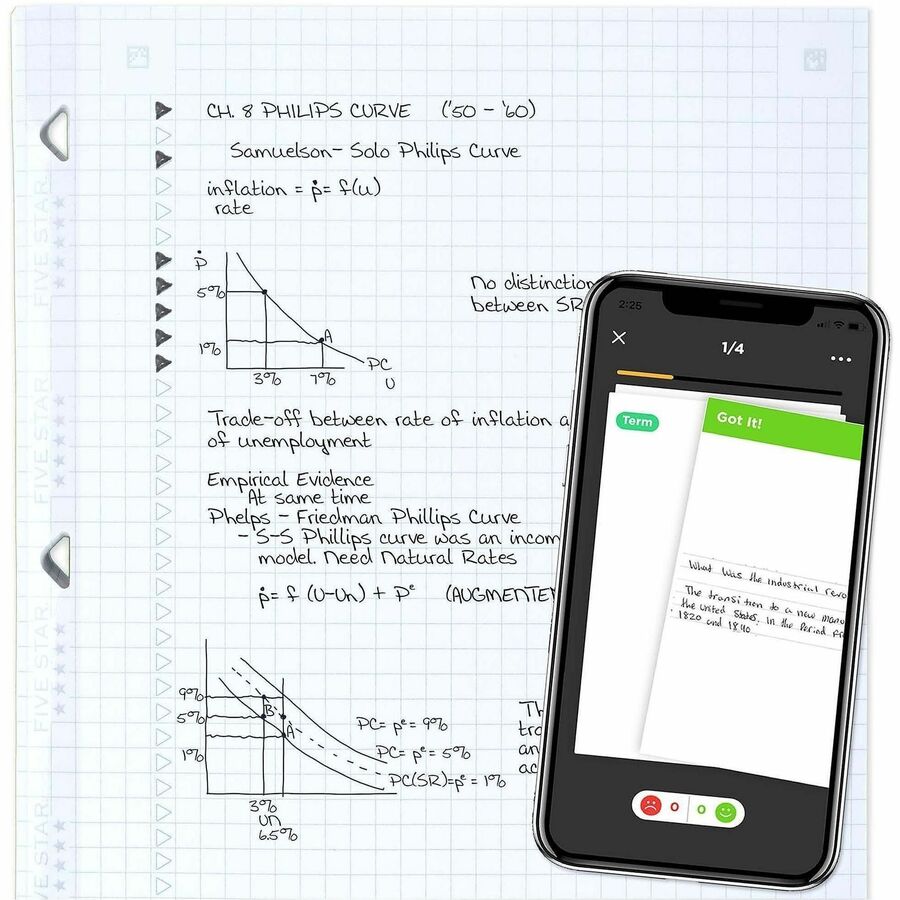 Five Star Reinforced Graph-Ruled Filler Paper - 80 Pages - Ruled Margin - Letter - 8 1/2" x 11" Sheet Size - White Paper
